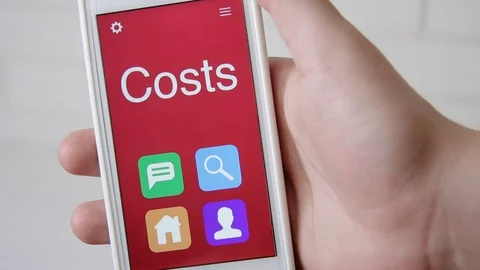 Costs concept application on the smartphone. Man uses mobile app. Stock Footage 77415694