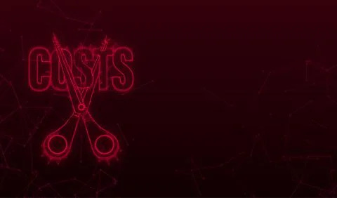 Costs cut in plexus style on black background. Vector illustration, cartoon 스톡 일러스트