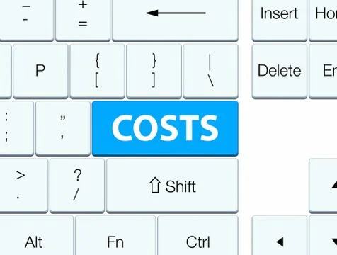 Costs cyan blue keyboard button Stock Illustration