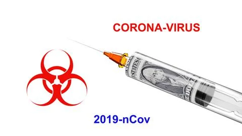 Costs of development and creation of Coronavirus vaccination. 3D Rendering Stock Illustration