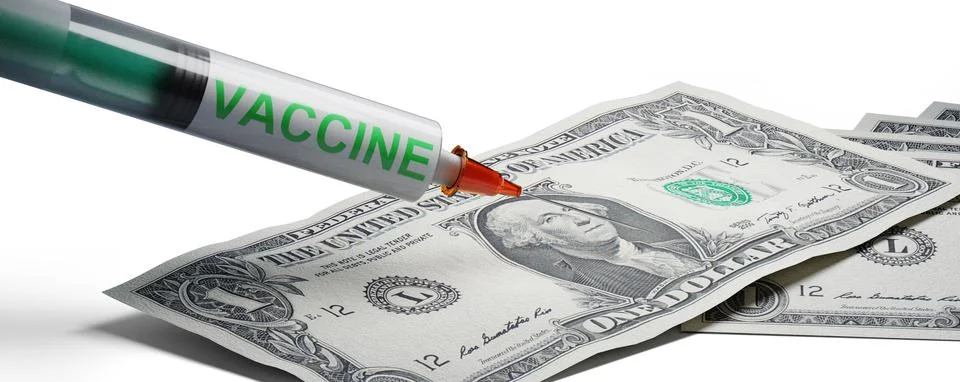 Costs of development and creation of Coronavirus vaccination. 3D Rendering Illustration
