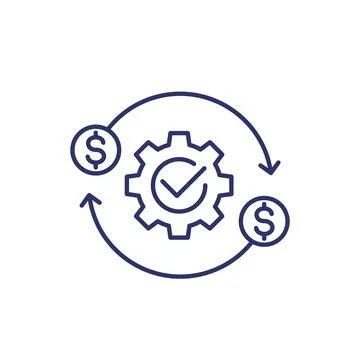 Costs optimization and production efficiency icon, line Illustrazione stock