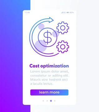 Costs optimization banner design with icon Stock Illustration