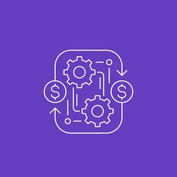 Costs optimization, business efficiency linear icon 스톡 일러스트