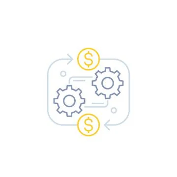 Costs optimization, business efficiency vector line icon Stock Illustration