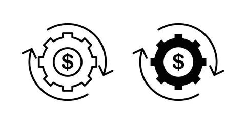 Costs optimization icon in black and white. vector icon pack for websites Stockillustratie
