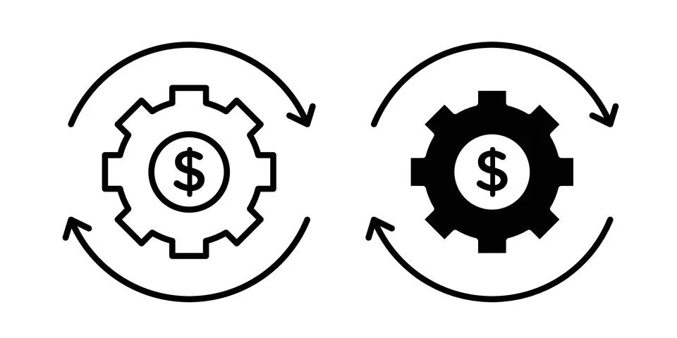 Costs optimization icon black vector isolated on white Stockillustratie
