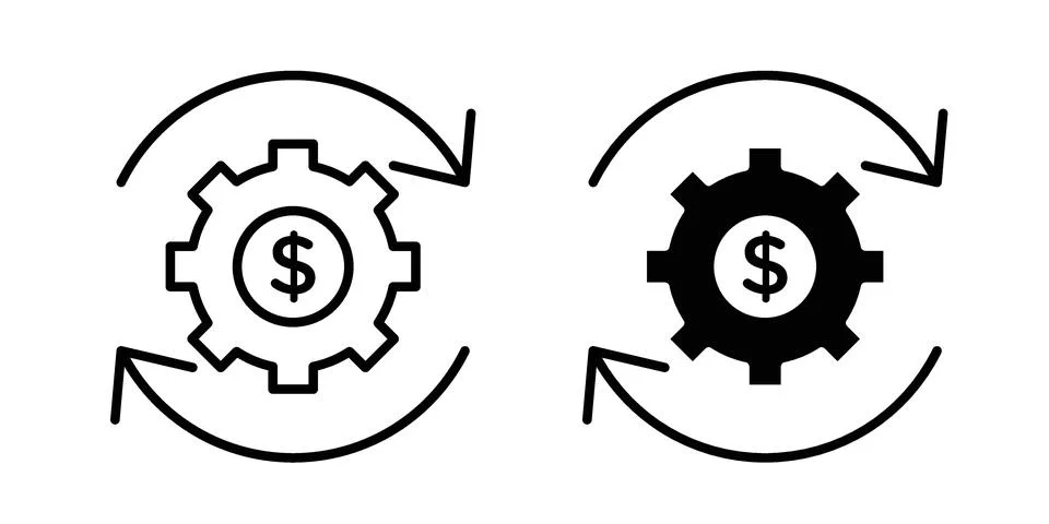 Costs optimization icon. Line Drawings and Silhouettes icons Stockillustratie