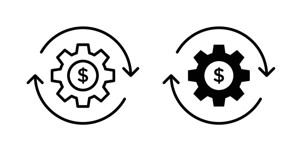 Costs optimization icon vector concepts, line and silhouette style Stockillustratie