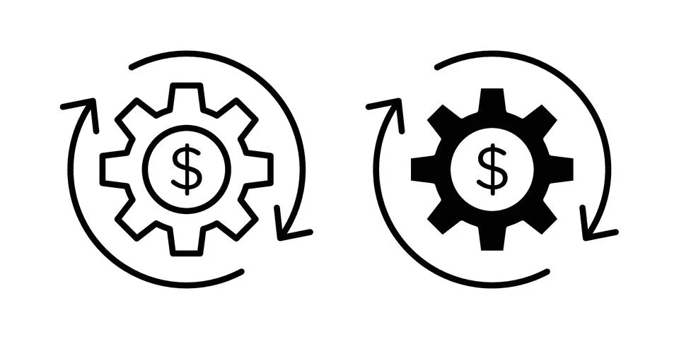 Costs optimization icon vectors. Illustrations in black Stock Illustration