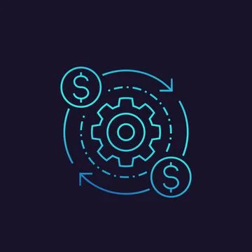 Costs optimization, production efficiency, linear icon 스톡 일러스트