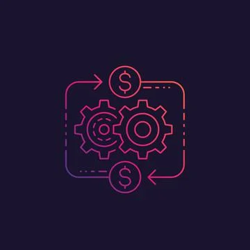 Costs optimization, production efficiency, vector linear icon Stockillustratie