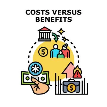 Costs versus benefits analysis comparing value and expenses 스톡 일러스트