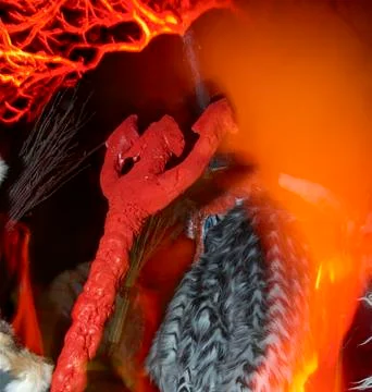 Costume devil fear fire hell krampus mask orange Stock Photos