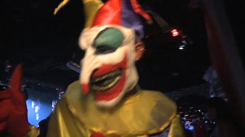 Costume of Jack in a Box in discotheque dancing in Halloween Stock Footage 45524156