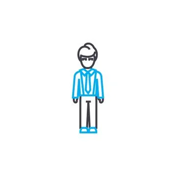 Costume with vest vector thin line stroke icon. Costume with vest outline Stock Illustration