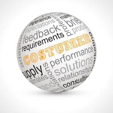 Costumer theme sphere with keywords Stock Illustration