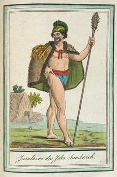 Costumes de Diffrents Pays, 'Ynsulaire des Ysles Sandwich'. L. F. Labrousse.. 스톡 일러스트