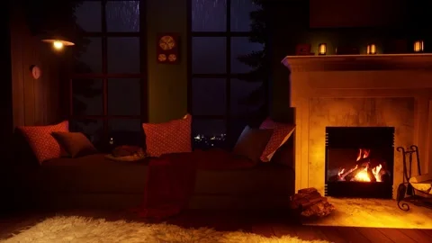 Cosy fireplace Stock Footage 242910815