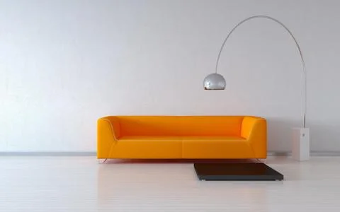 Cosy orange couch by the wall Stock Illustration