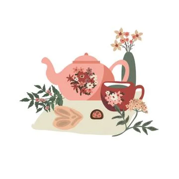 Cosy tea party Stock Illustration