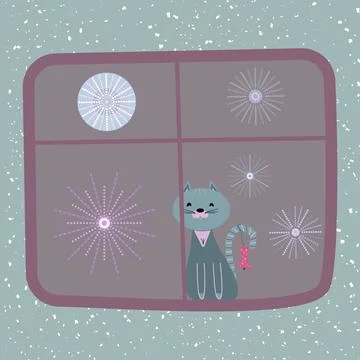 Cosy time with cat Ilustración de archivo