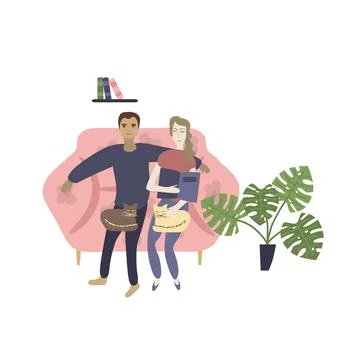 Cosy vector couple Stock Illustration