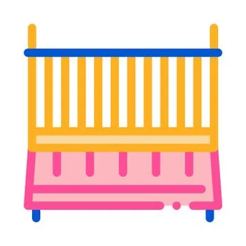 Cot Baby Bed Icon Vector Outline Illustration イラスト素材