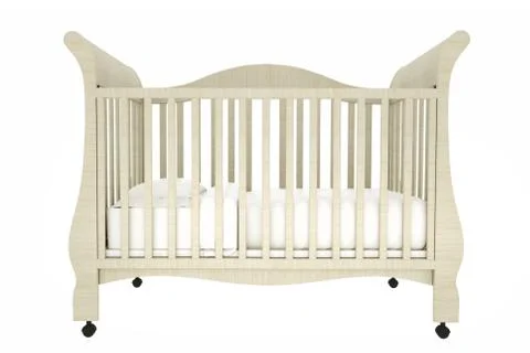 Cot bed isolated on white background. 3d rendering Stock Illustration