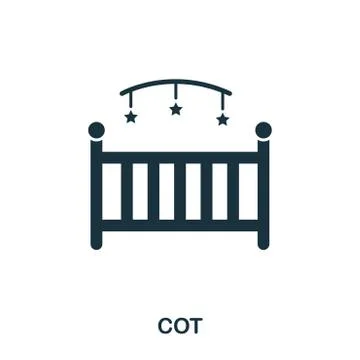 Cot icon. Mobile apps, printing and more usage. Simple element sing. Monochrome Stock-Illustration