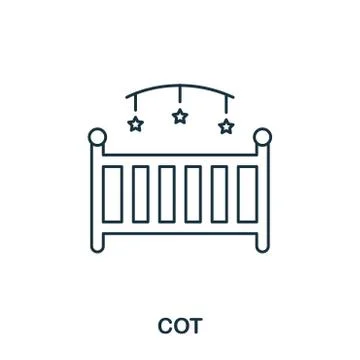 Cot icon outline style. Creative thin design from baby things icon collection Stock-Illustration