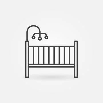 Cot or Infant Bed vector concept icon in thin line style Stock Illustration