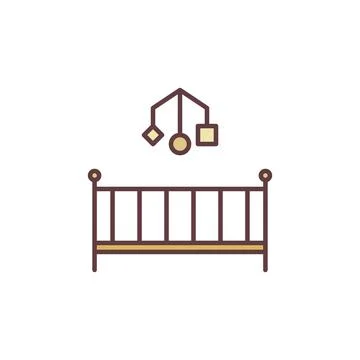 Cot vector concept colored icon. Infant Bed sign イラスト素材