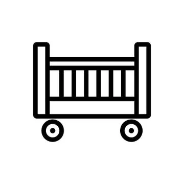 Cot on wheels icon vector outline illustration イラスト素材