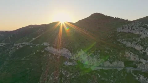 Cote d Azur sunset behind Eze rooftops a... Stock Video Pond5