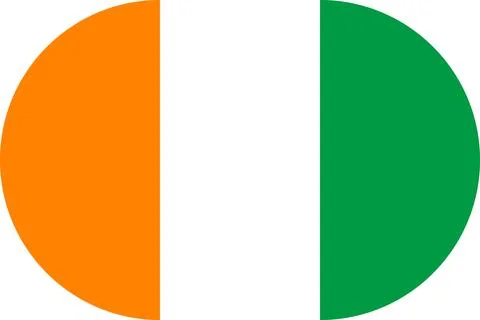 Cote d Ivoire flag in flat oval design Illustrazione stock