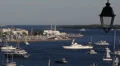 Cote d'Azur French Riviera Cannes Luxury Yachts seafront, quay, sailboat Lantern HD Footage