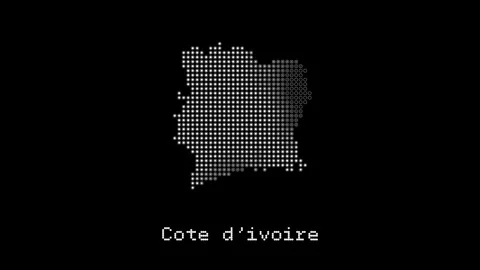 Cote divoire digital map animation on black background 库存影片 347798531