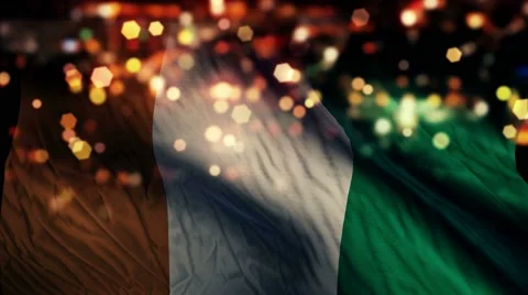 Cote D'Ivoire Flag Light Night Bokeh Abstract Loop Animation 4K Stock Footage 47565665