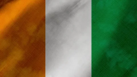 Cote d'ivoire flag waving background with real fabric texture Stockbeeldmateriaal 291600808