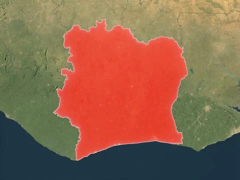 Côte d'Ivoire highlighted on realistic map 库存插图