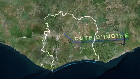 Cote d'Ivoire (Ivory Coast) Map Animation Video stock 273239119
