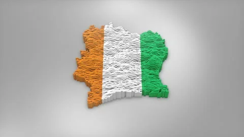 Côte d'Ivoire Map with Flag Intro Background Stock Footage 315164468