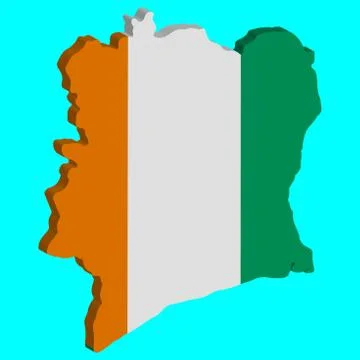 Cote d'Ivoire map flag vector 3D illustration Eps 10 イラスト素材