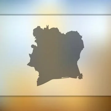 Cote d'Ivoire map. Vector silhouette of Cote d'Ivoire. Blurred background Stock Illustration