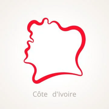 Cote d'Ivoire - Outline Map Stock Illustration
