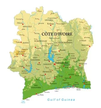 Cote d'Ivoire physical map Stock Illustration