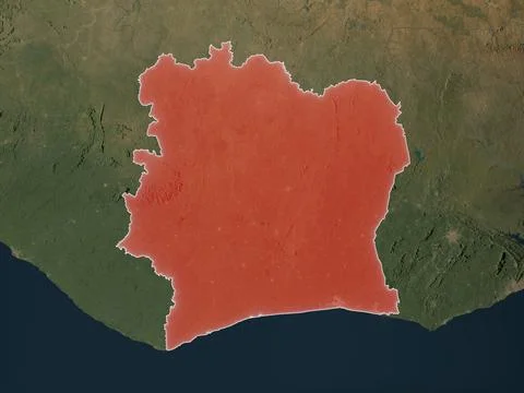Côte d'Ivoire on realistic map 库存插图