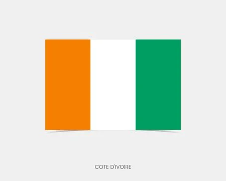Cote dIvoire Rectangle flag icon with shadow. 스톡 일러스트