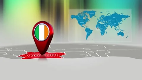Cote D'ivoire World Map Pin Location Background Loop 4k Stock Footage 341815663